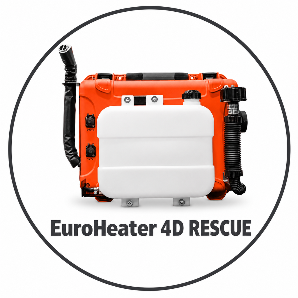 EUROHEATER 4D – EuroHeater 4D TRAGBARE DIESELHEIZUNG. Robuster tragbarer EuroHeater 4D- DIESELHEIZUNG für die mobile Beheizung in Zelten, Unterkünften, Fahrzeugen und bei Notfalleinsätzen im Außeneinsatz.