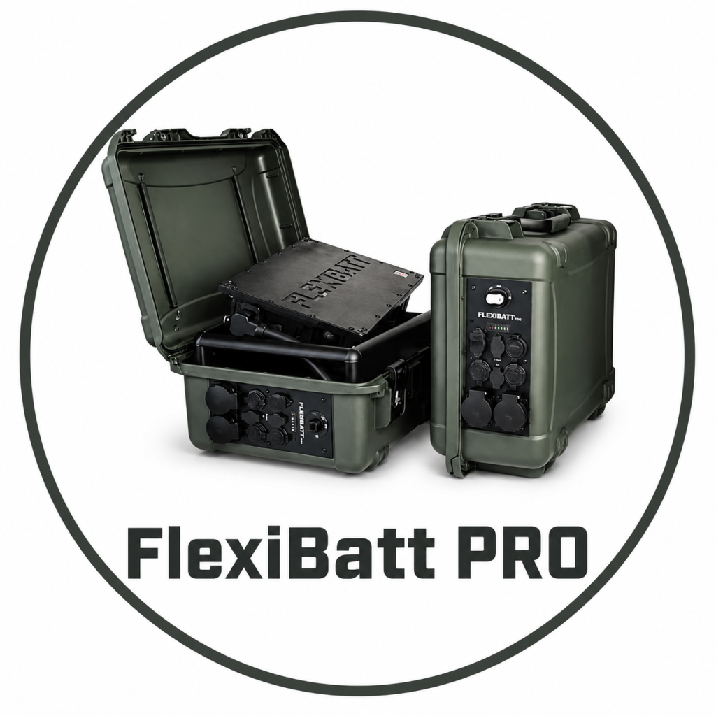 FLEXIBATT PRO – FlexiBatt Pro tragbarer Outdoor-Akku. Robuster, tragbarer FlexiBatt Pro-Akku mit mehreren Steckdosen für den Einsatz im Gelände und in Notfällen.
